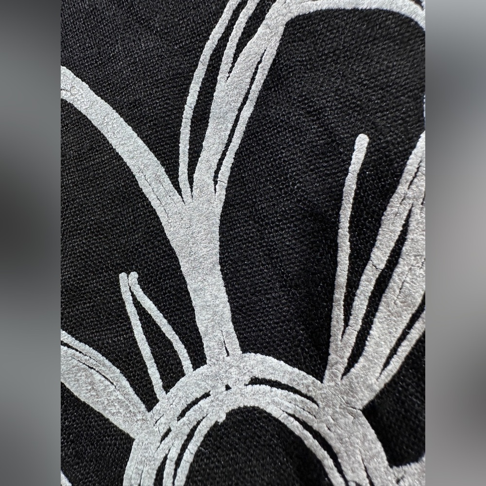Gigi Moda Italy Linen Hooded Jacket Black Drawstring Hem Floral Back OS - Picture 12 of 15